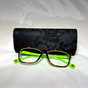 Dolce & Gabbanna Tortoise and Neon Green Eyeglass Frames with Box